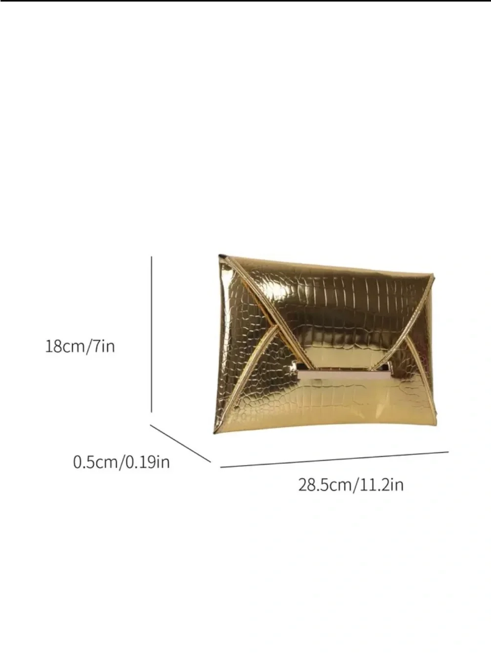 Gold Croc-Embossed Envelope Clutch
